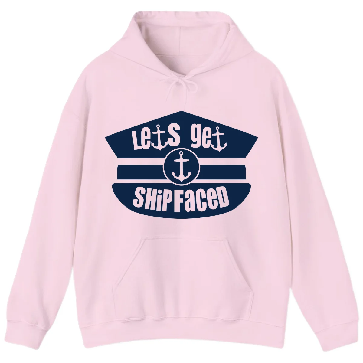 Let's Get Shipfaced Funny Nautical Hoodie in Light Pink