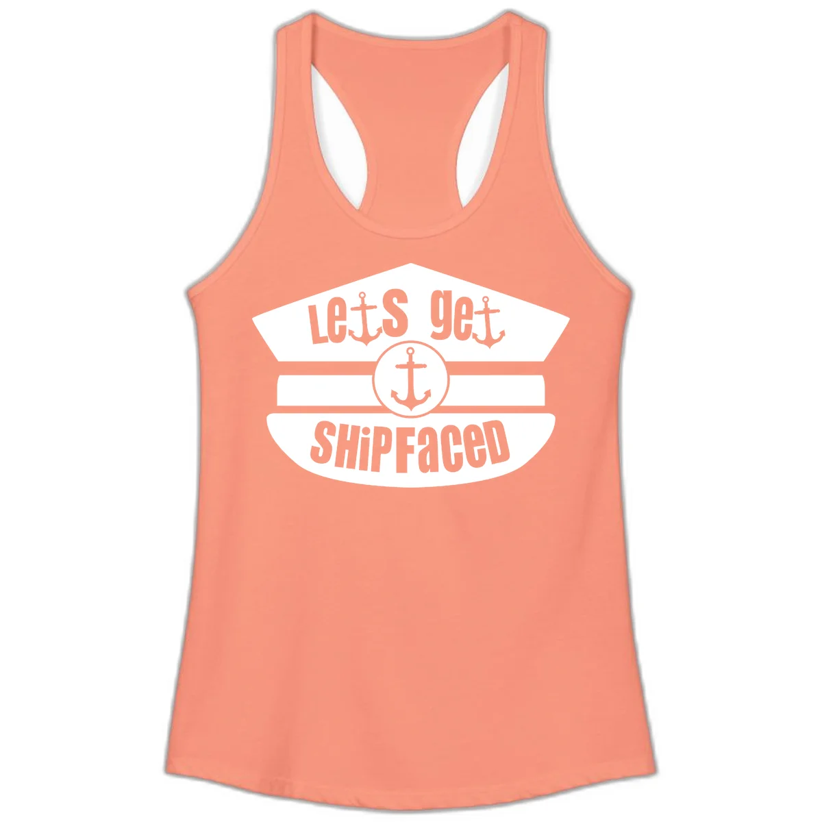Let's Get Shipfaced Ladies Racerback Tank in Solid Light Orange