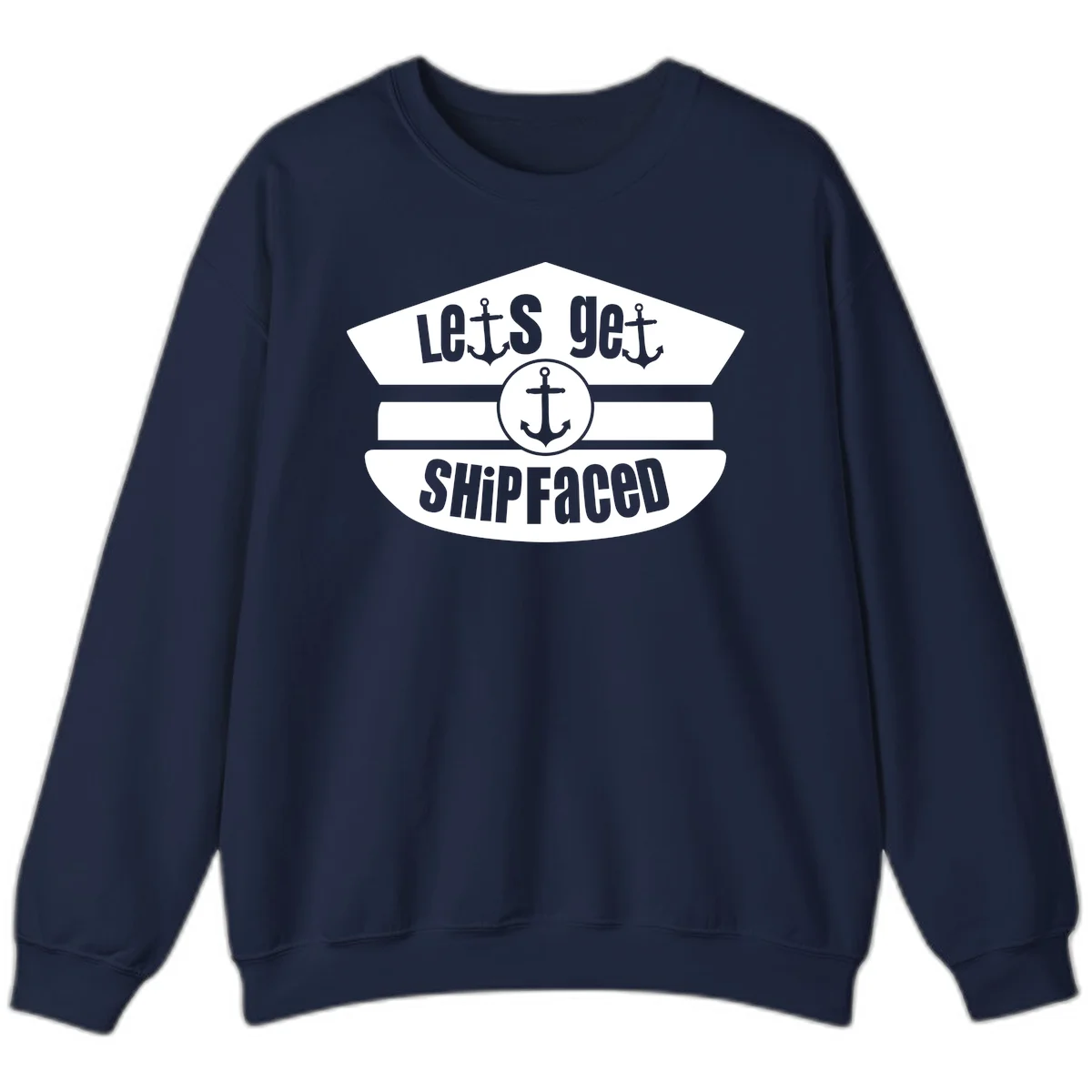 Let's Get Shipfaced Crewneck Sweatshirt in Navy