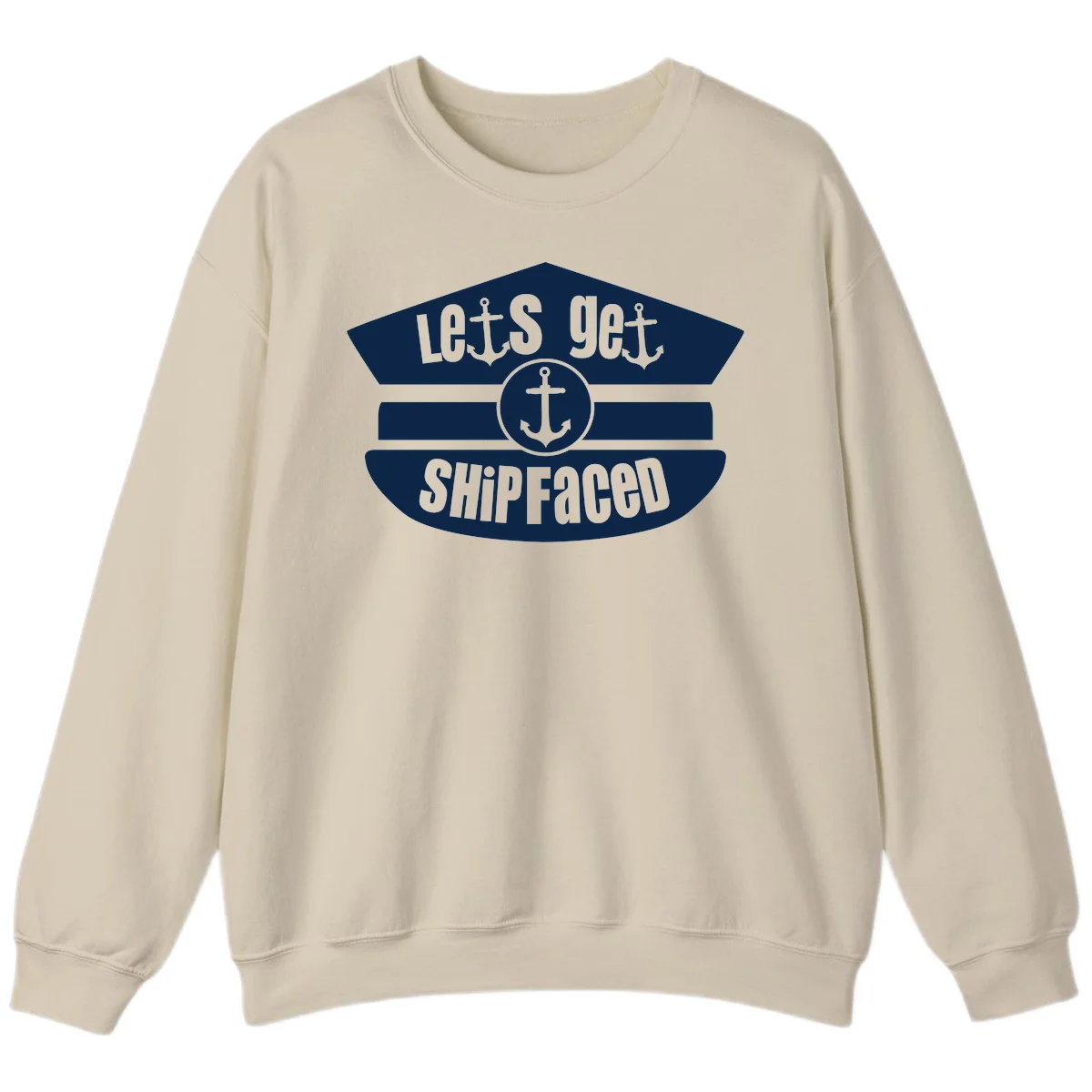 Let's Get Shipfaced Crewneck Sweatshirt in Sand