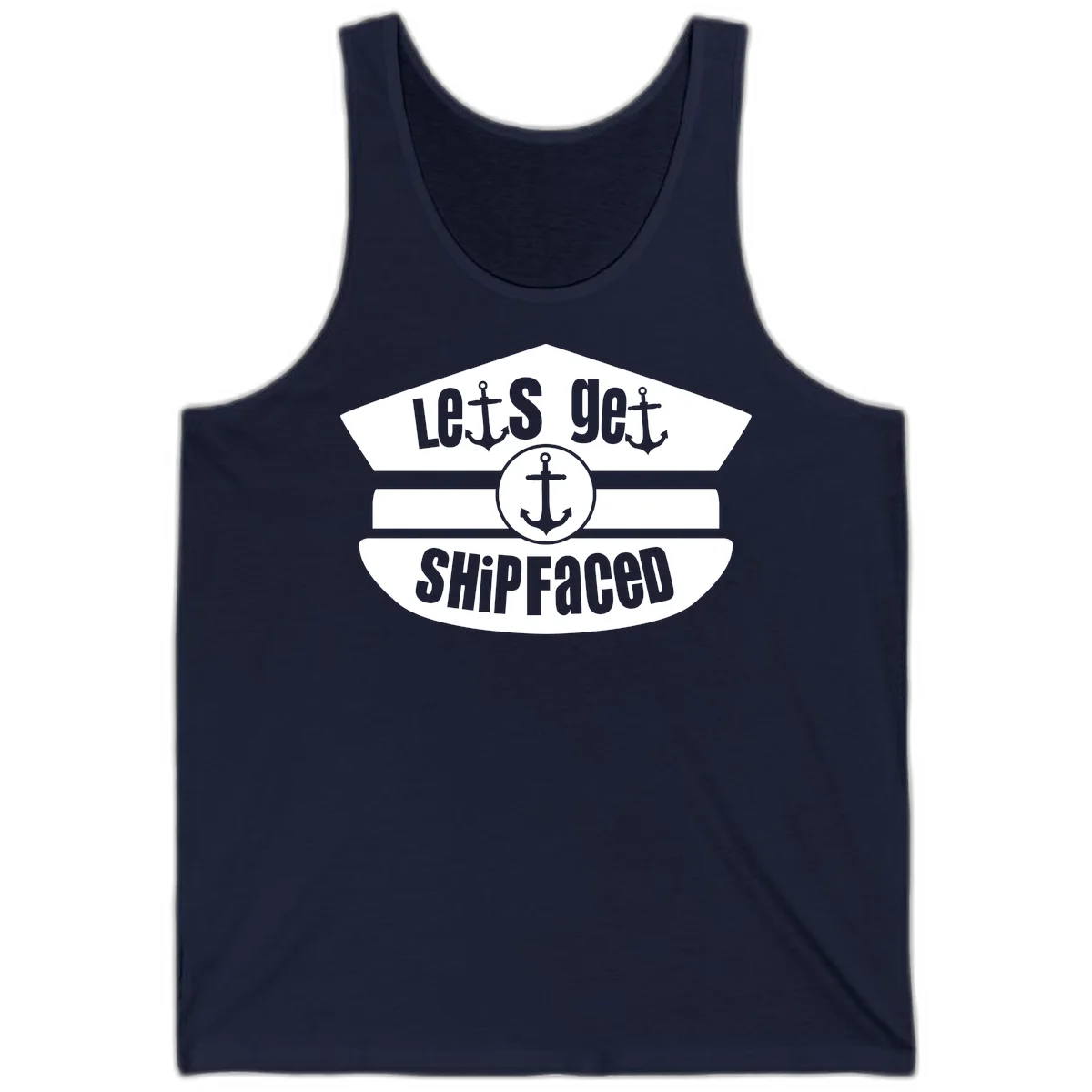 Let's Get Shipfaced Funny Cruise Tank Top in Navy