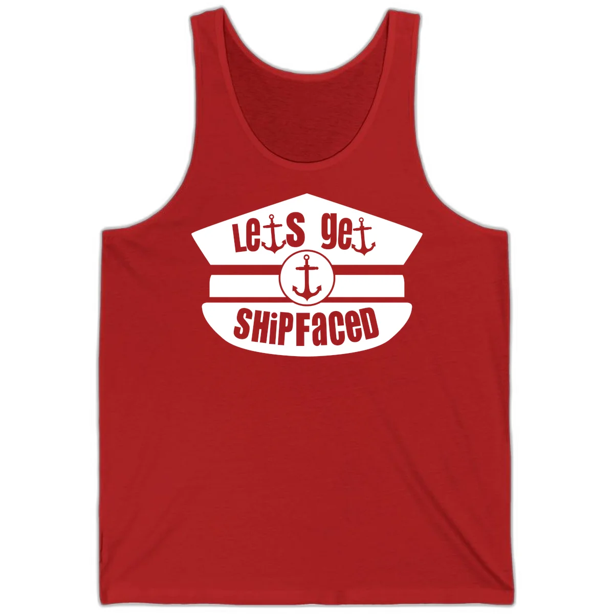 Let's Get Shipfaced Funny Cruise Tank Top in Red