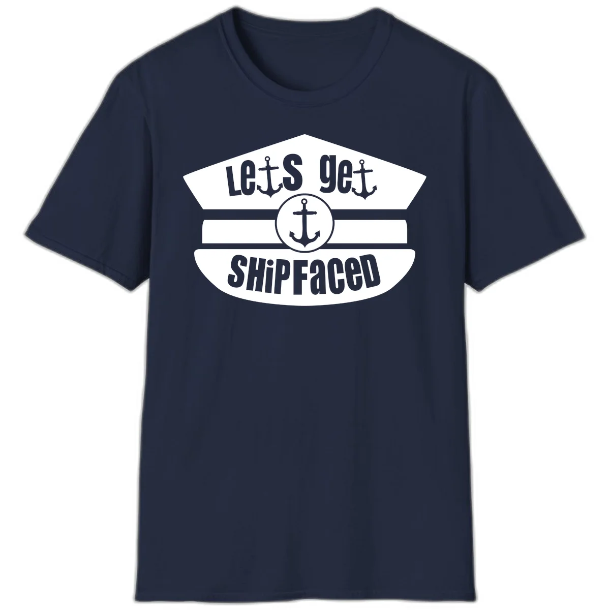 Let's Get Shipfaced Funny Cruise Vacation T-Shirt in Navy