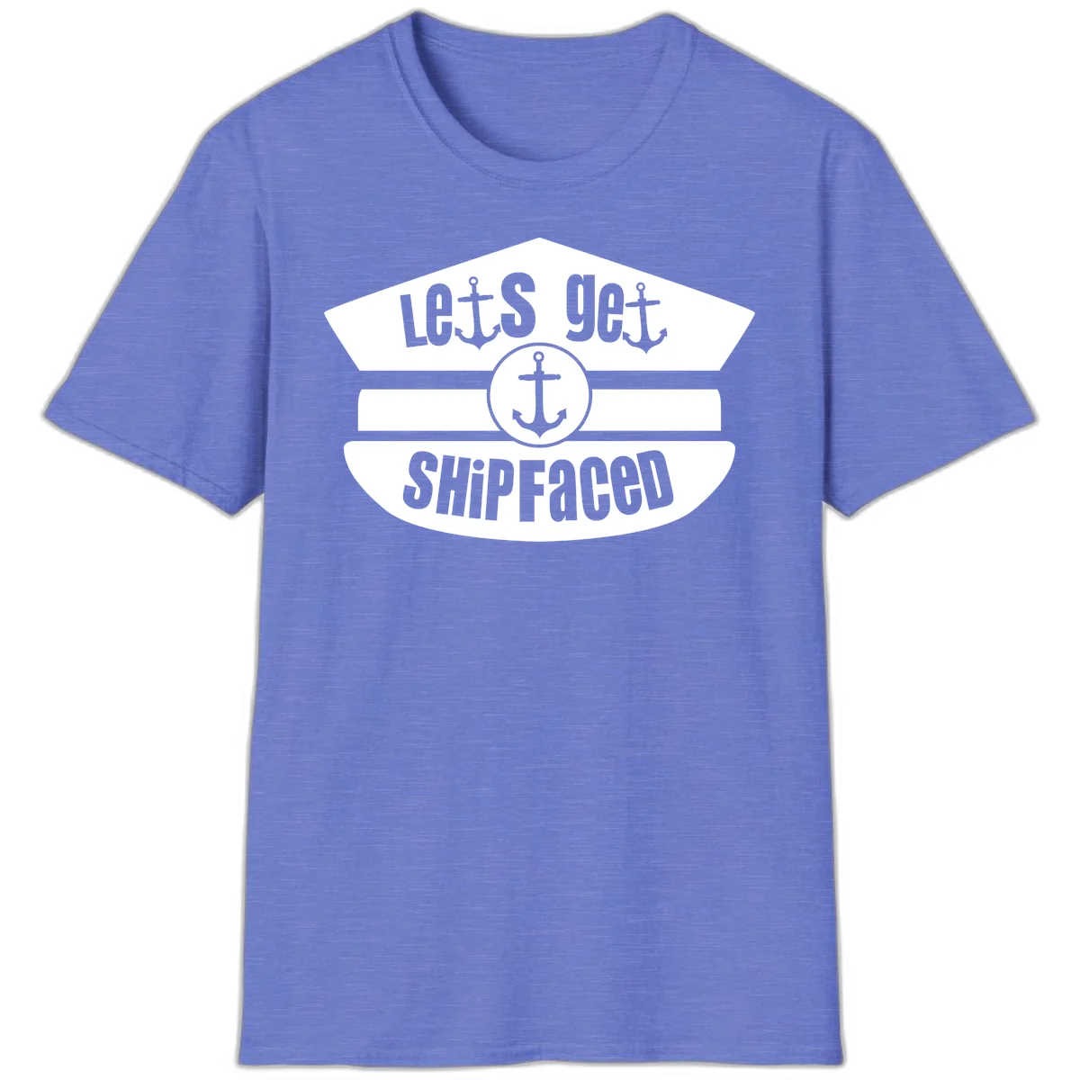 Let's Get Shipfaced Funny Cruise Vacation T-Shirt in Heather Royal