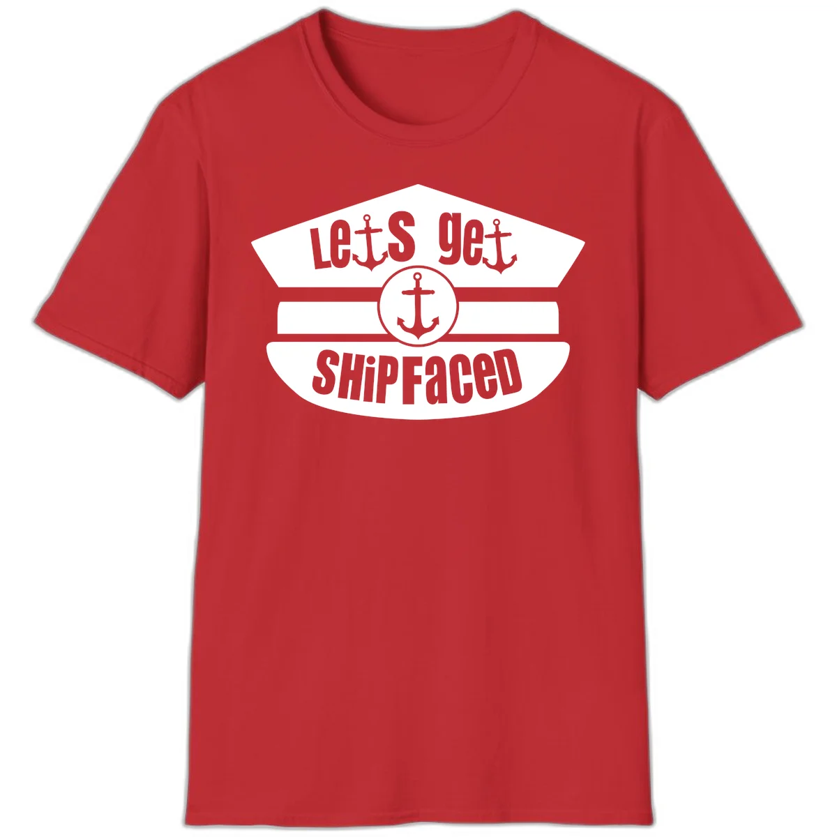 Let's Get Shipfaced Funny Cruise Vacation T-Shirt in Red