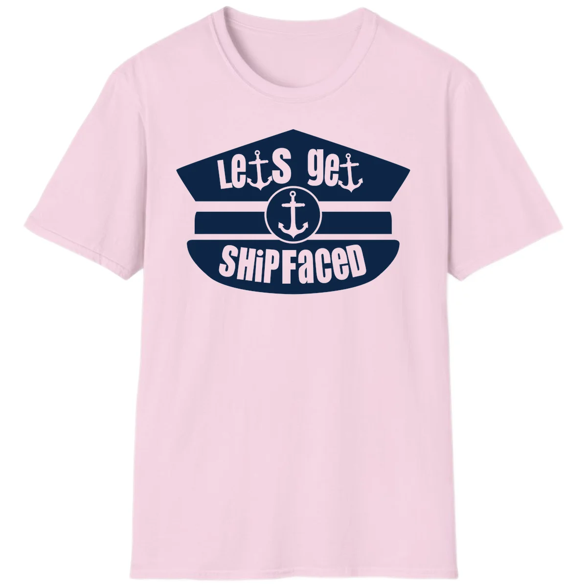 Let's Get Shipfaced Funny Cruise Vacation T-Shirt in Light Pink
