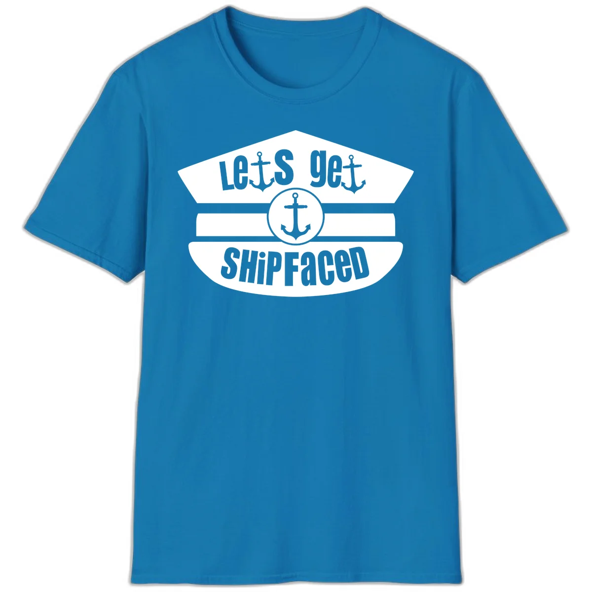 Let's Get Shipfaced Funny Cruise Vacation T-Shirt in Sapphire