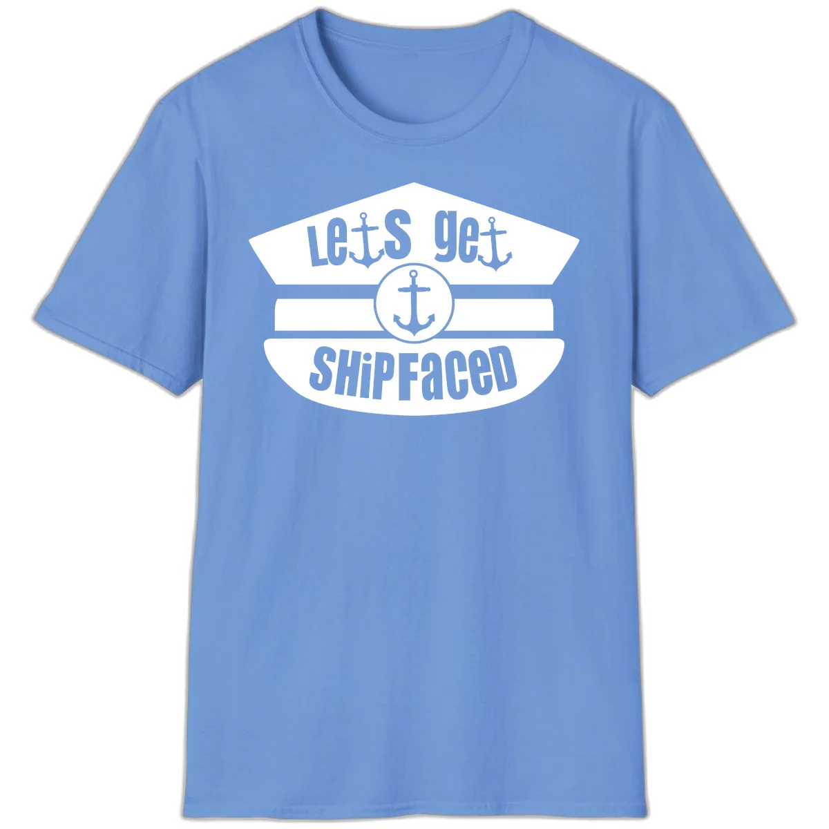 Let's Get Shipfaced Funny Cruise Vacation T-Shirt in Carolina Blue