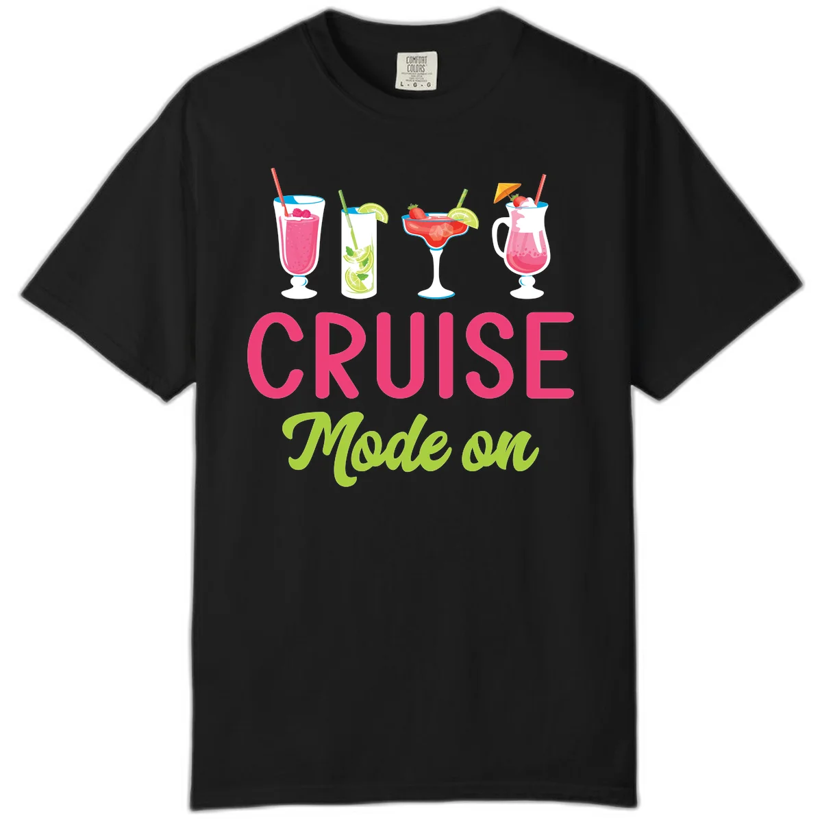 Cruise Mode On Comfort Colors Tropical T-Shirt in Black