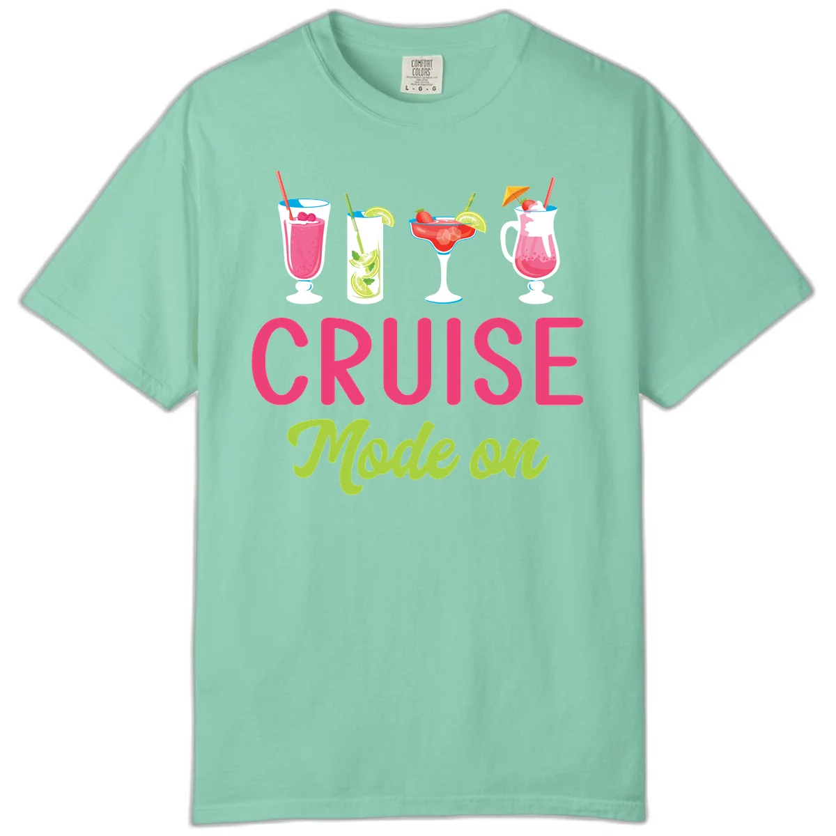Cruise Mode On Comfort Colors Tropical T-Shirt in Island Reef