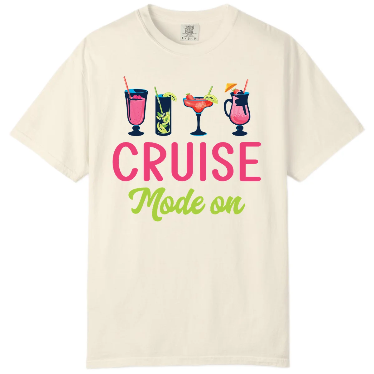 Cruise Mode On Comfort Colors Tropical T-Shirt in Ivory