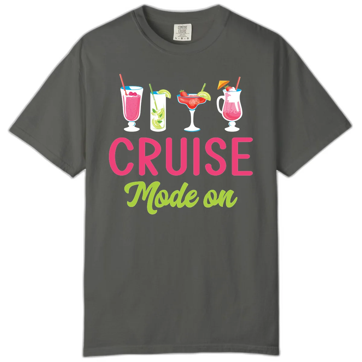 Cruise Mode On Comfort Colors Tropical T-Shirt in Pepper