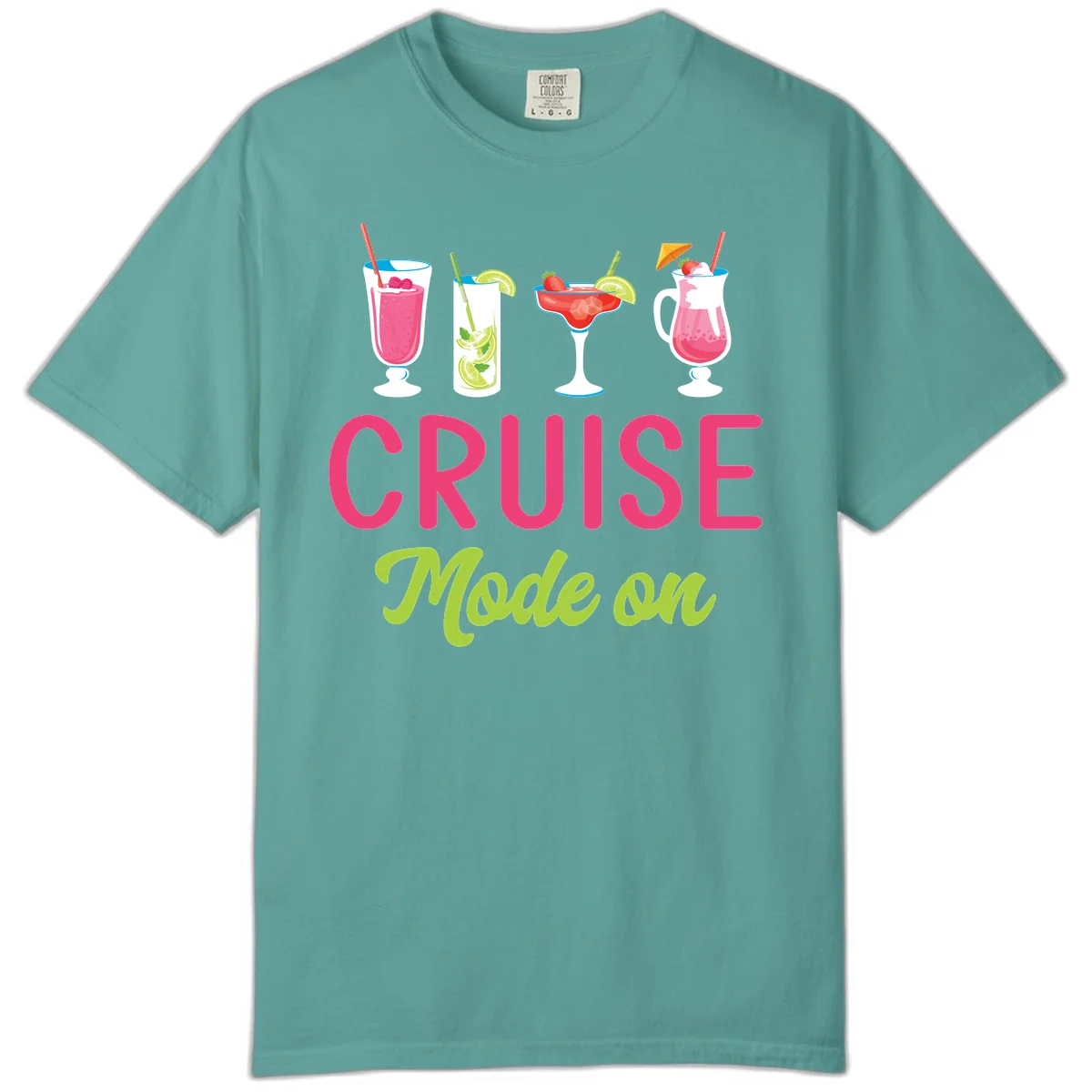 Cruise Mode On Comfort Colors Tropical T-Shirt in Seafoam