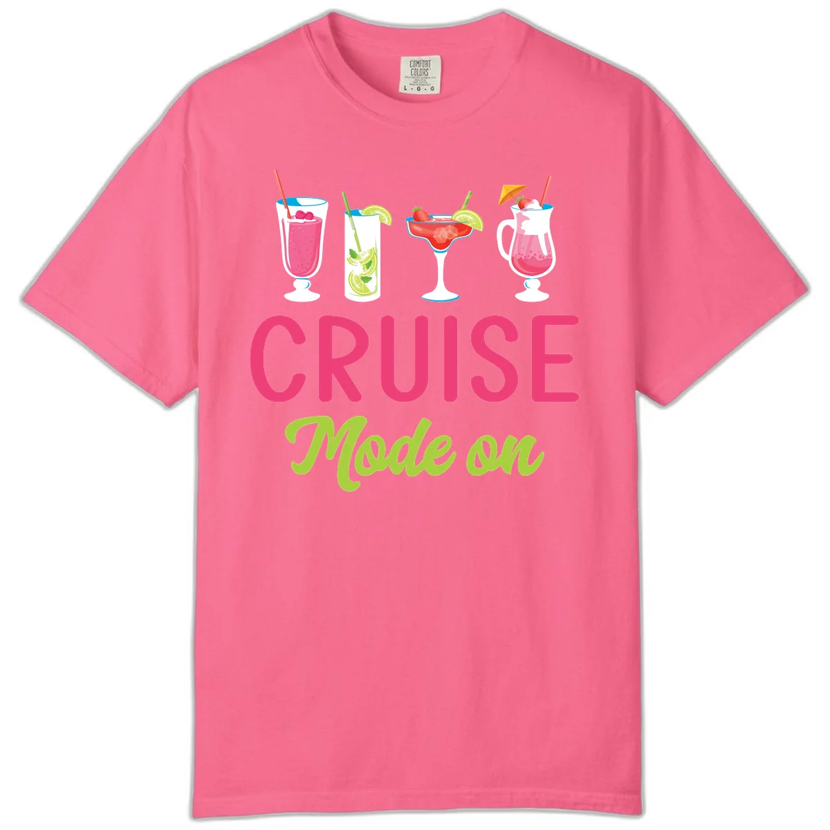 Cruise Mode On Comfort Colors Tropical T-Shirt in Crunchberry