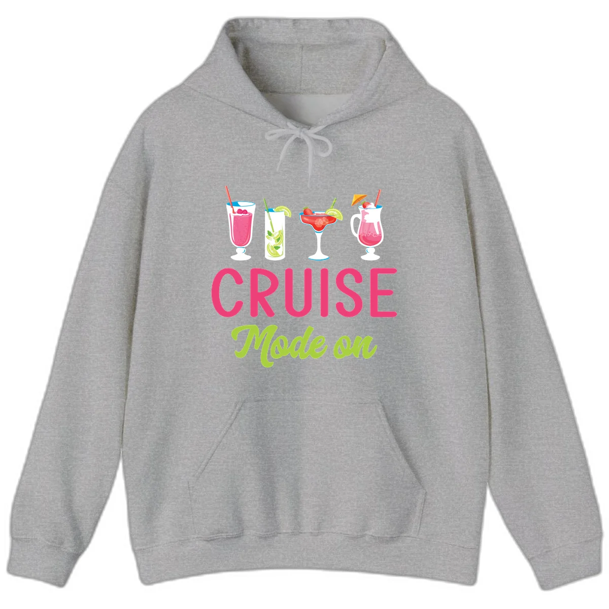 Cruise Mode On Tropical Drinks Hoodie in Sport Grey