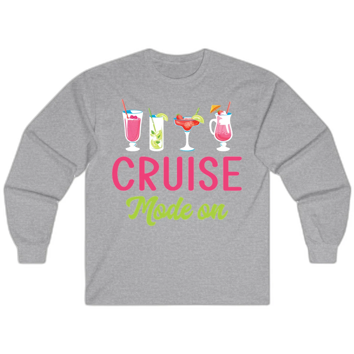 Cruise Mode On Long Sleeve Tropical Cruise Shirt in Sport Grey