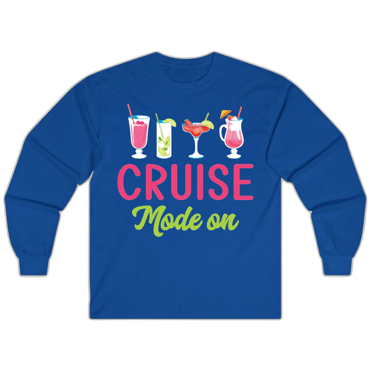 Cruise Mode On Long Sleeve Tropical Cruise Shirt in Royal