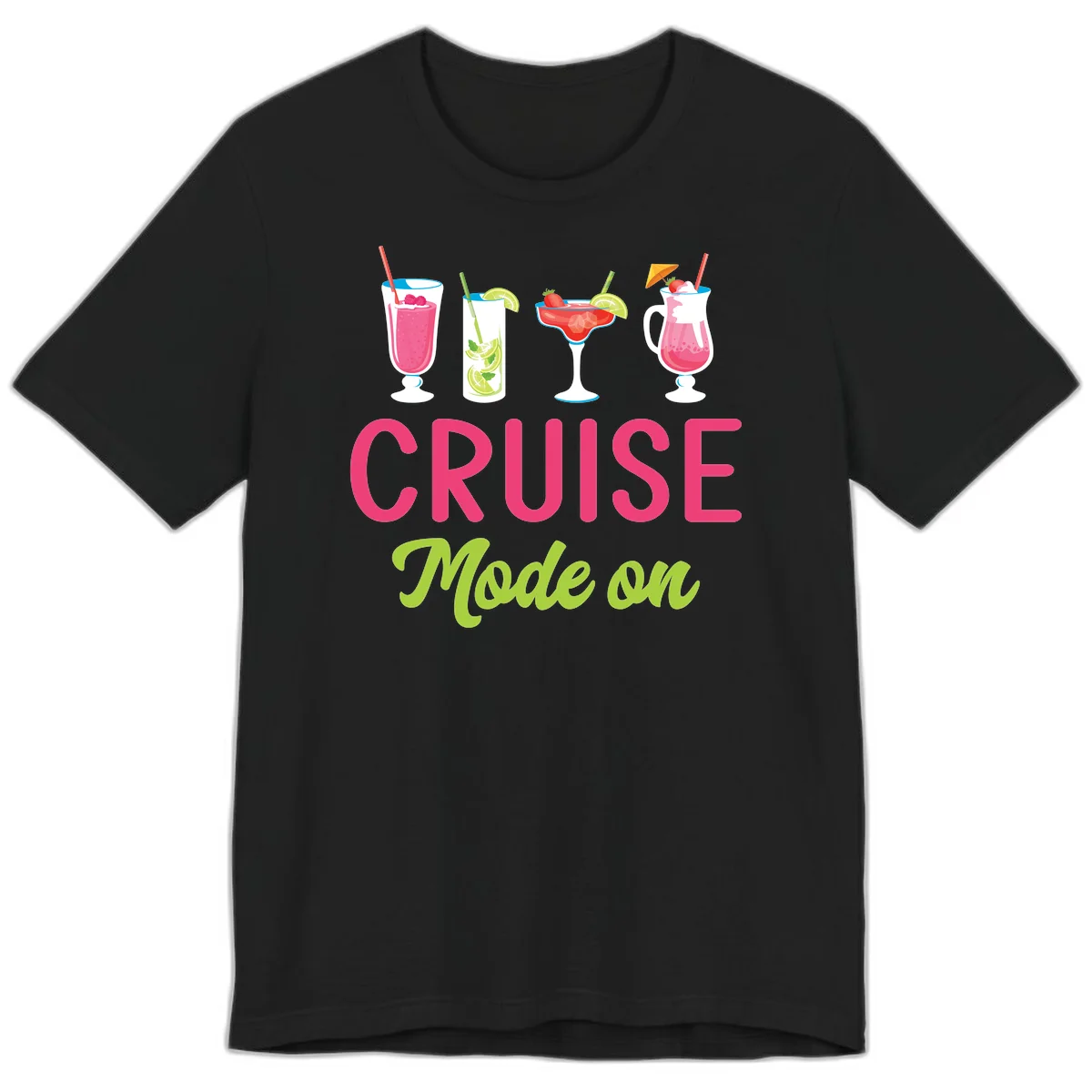 Cruise Mode On Tropical Drinks Premium Cruise T-Shirt in Black