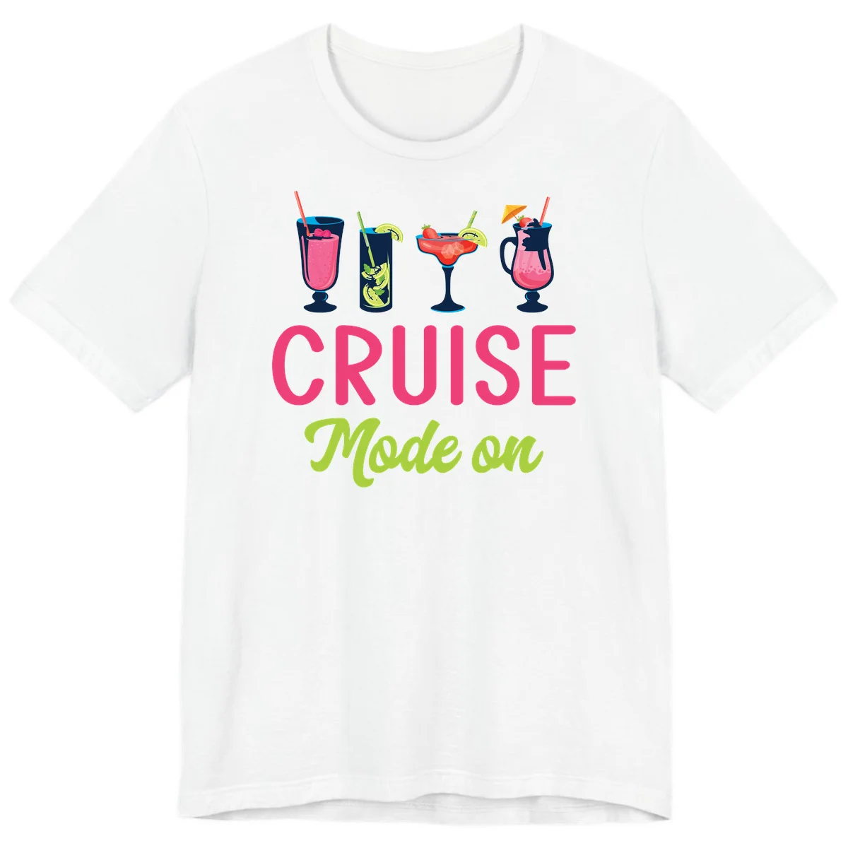 Cruise Mode On Tropical Drinks Premium Cruise T-Shirt in White