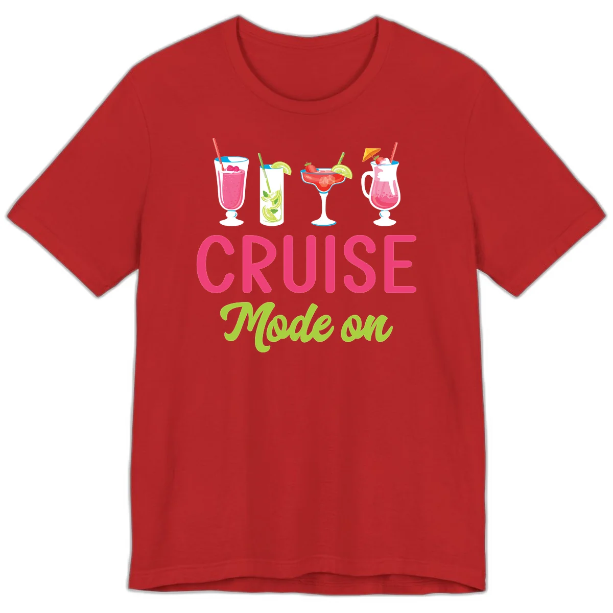 Cruise Mode On Tropical Drinks Premium Cruise T-Shirt in Red