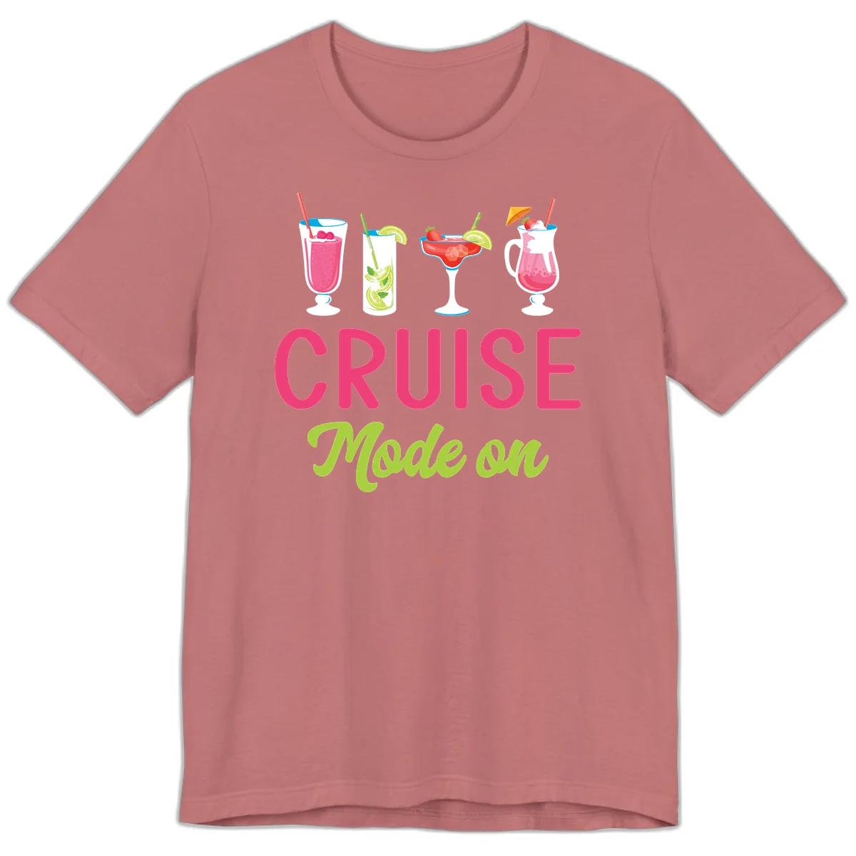 Cruise Mode On Tropical Drinks Premium Cruise T-Shirt in Mauve