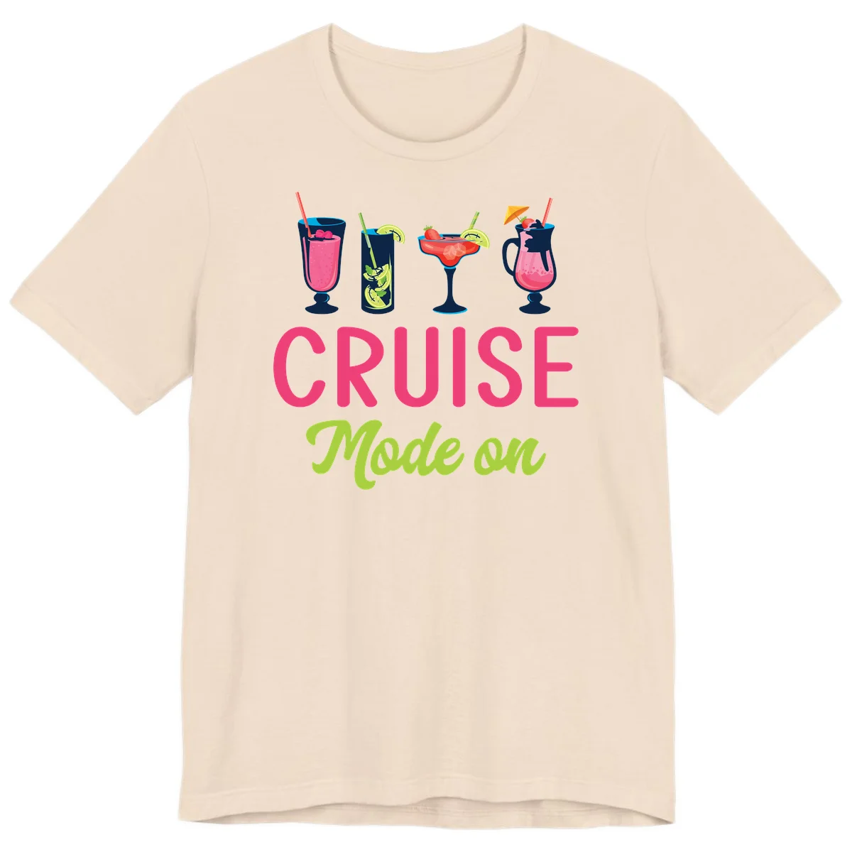 Cruise Mode On Tropical Drinks Premium Cruise T-Shirt in Soft Cream