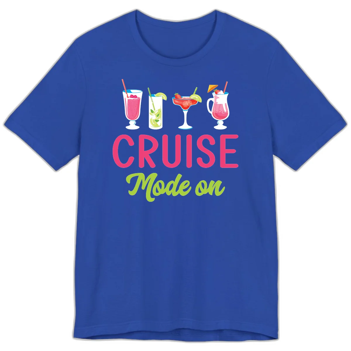 Cruise Mode On Tropical Drinks Premium Cruise T-Shirt in True Royal