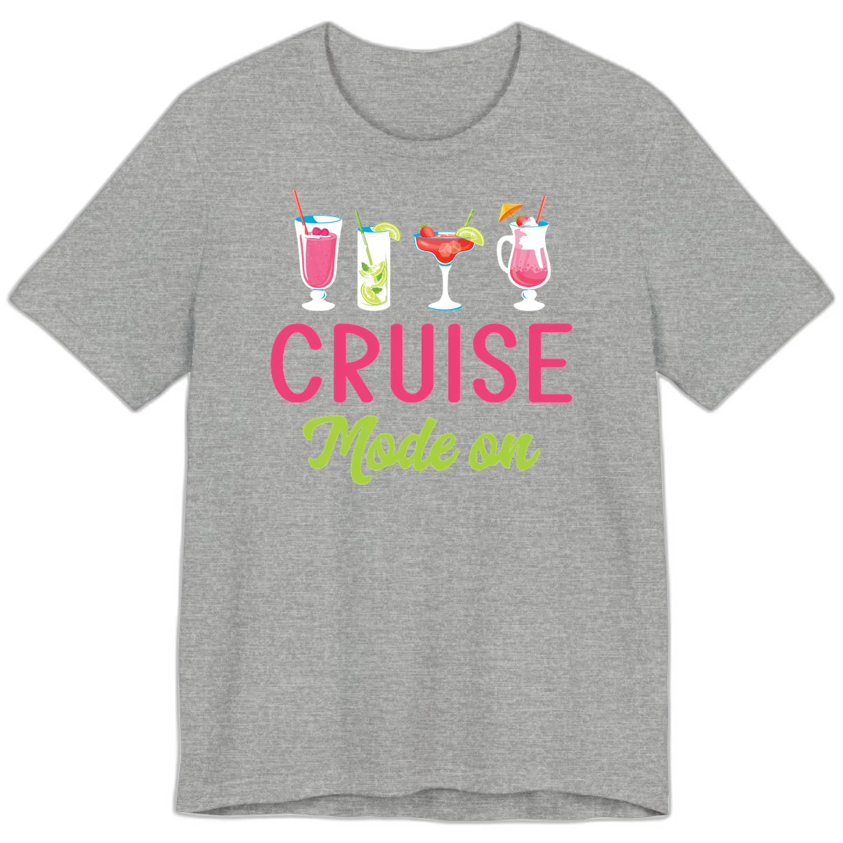 Cruise Mode On Tropical Drinks Premium Cruise T-Shirt in Athletic Heather
