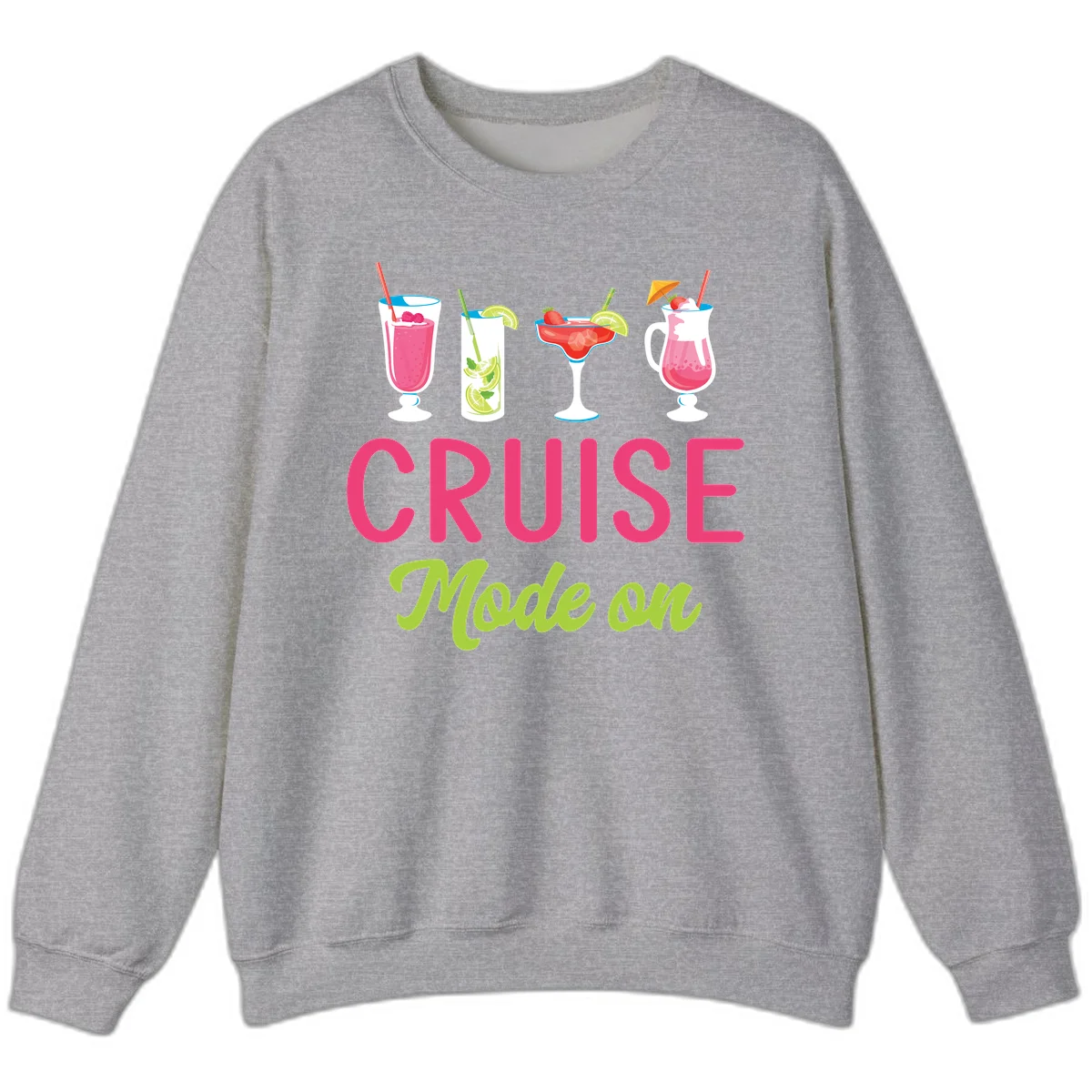 Cruise Mode On Tropical Cocktail Sweatshirt in Sport Grey