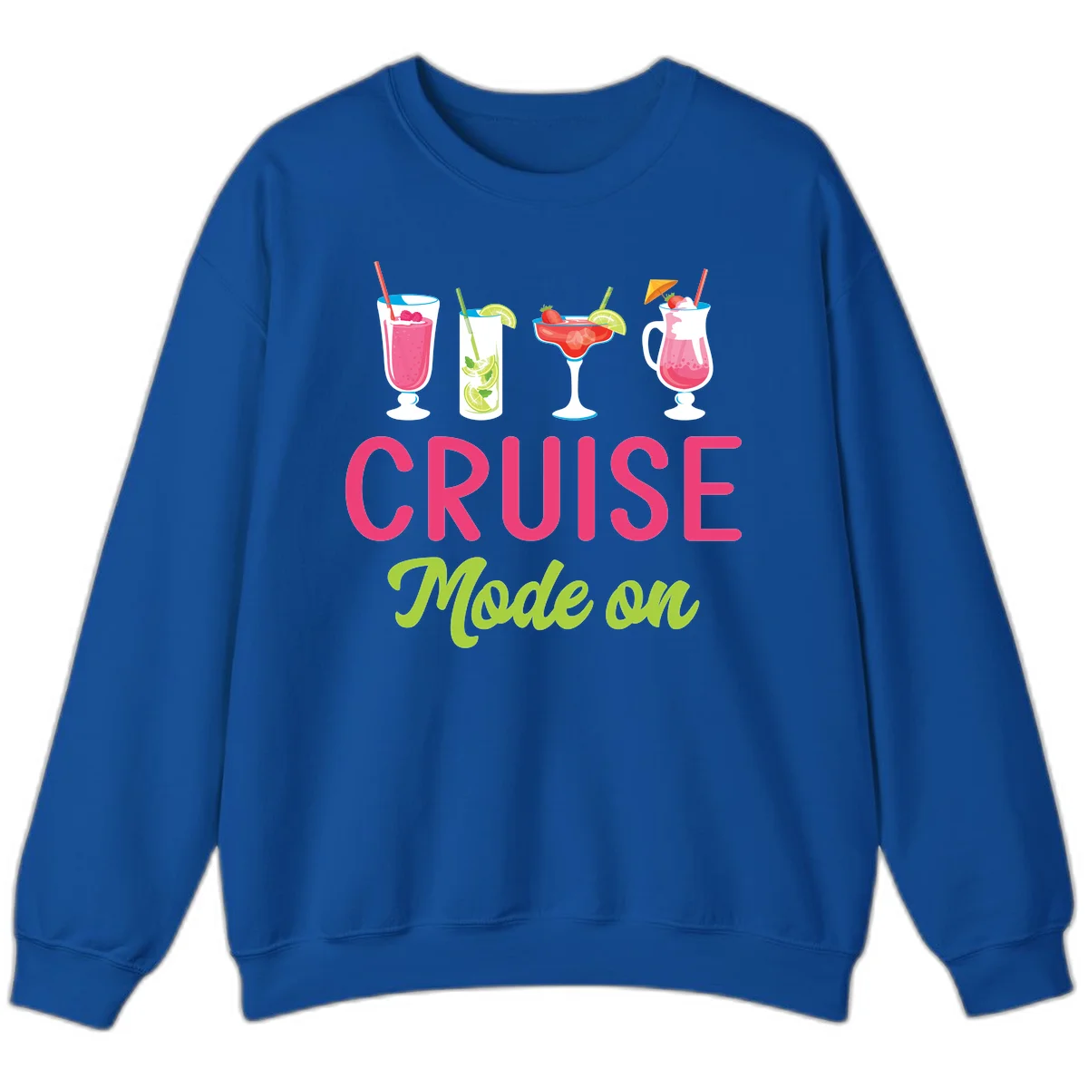 Cruise Mode On Tropical Cocktail Sweatshirt in Royal