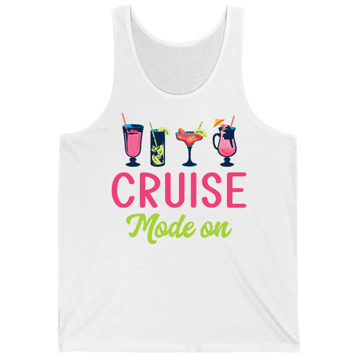 Cruise Mode On Tropical Cocktail Tank Top in White