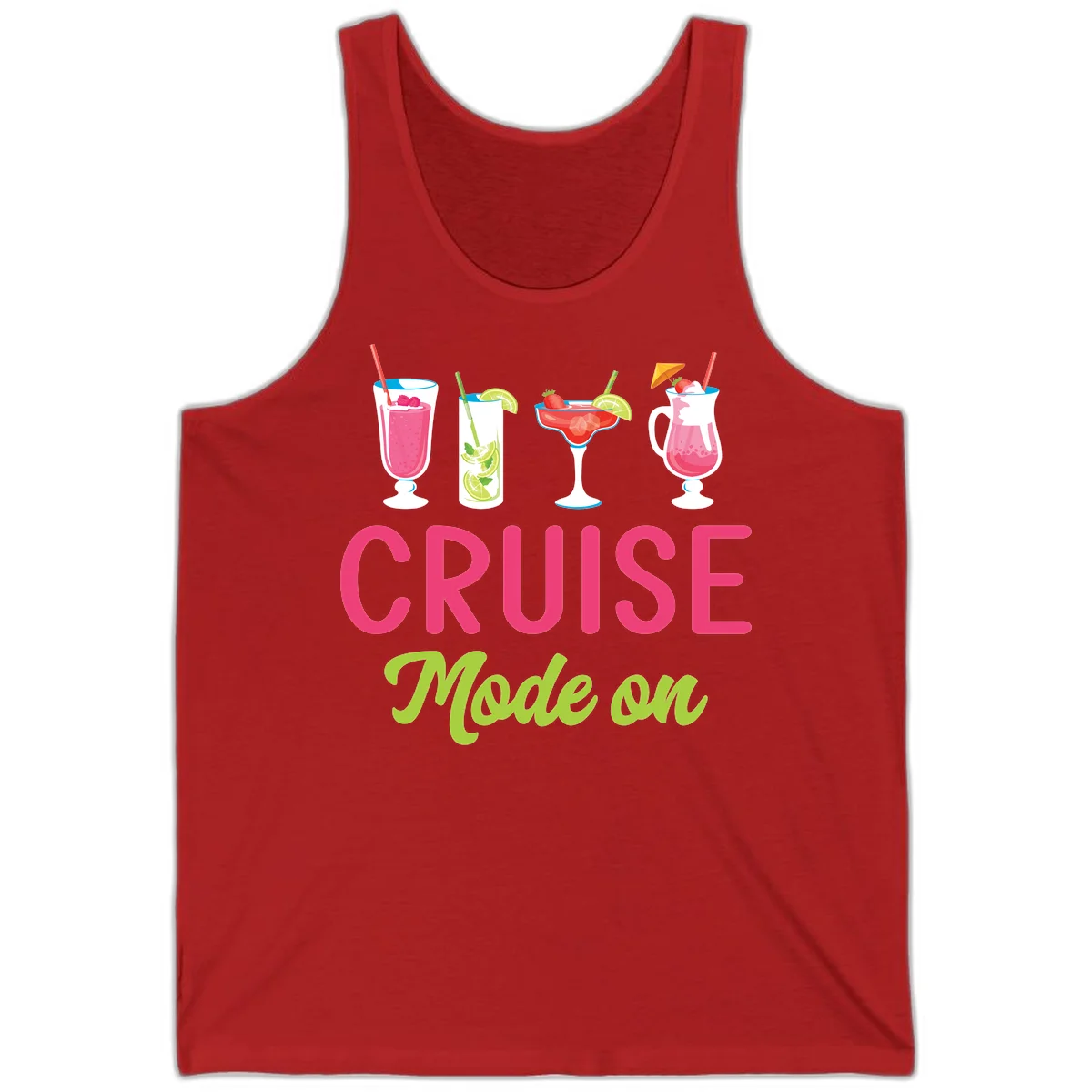 Cruise Mode On Tropical Cocktail Tank Top in Red