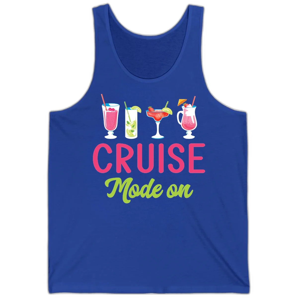 Cruise Mode On Tropical Cocktail Tank Top in True Royal