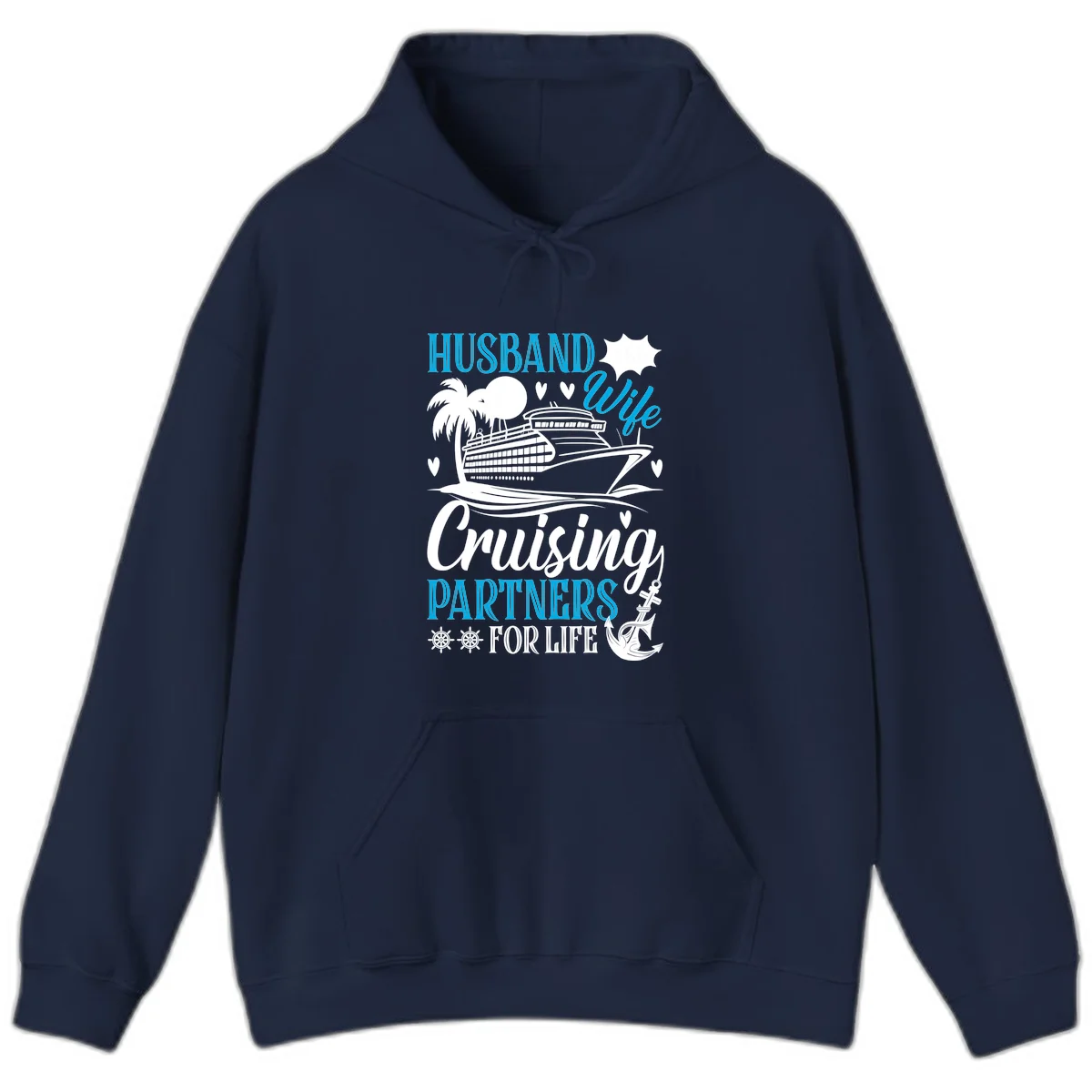 Husband Cruising Partners For Life Hoodie in Navy