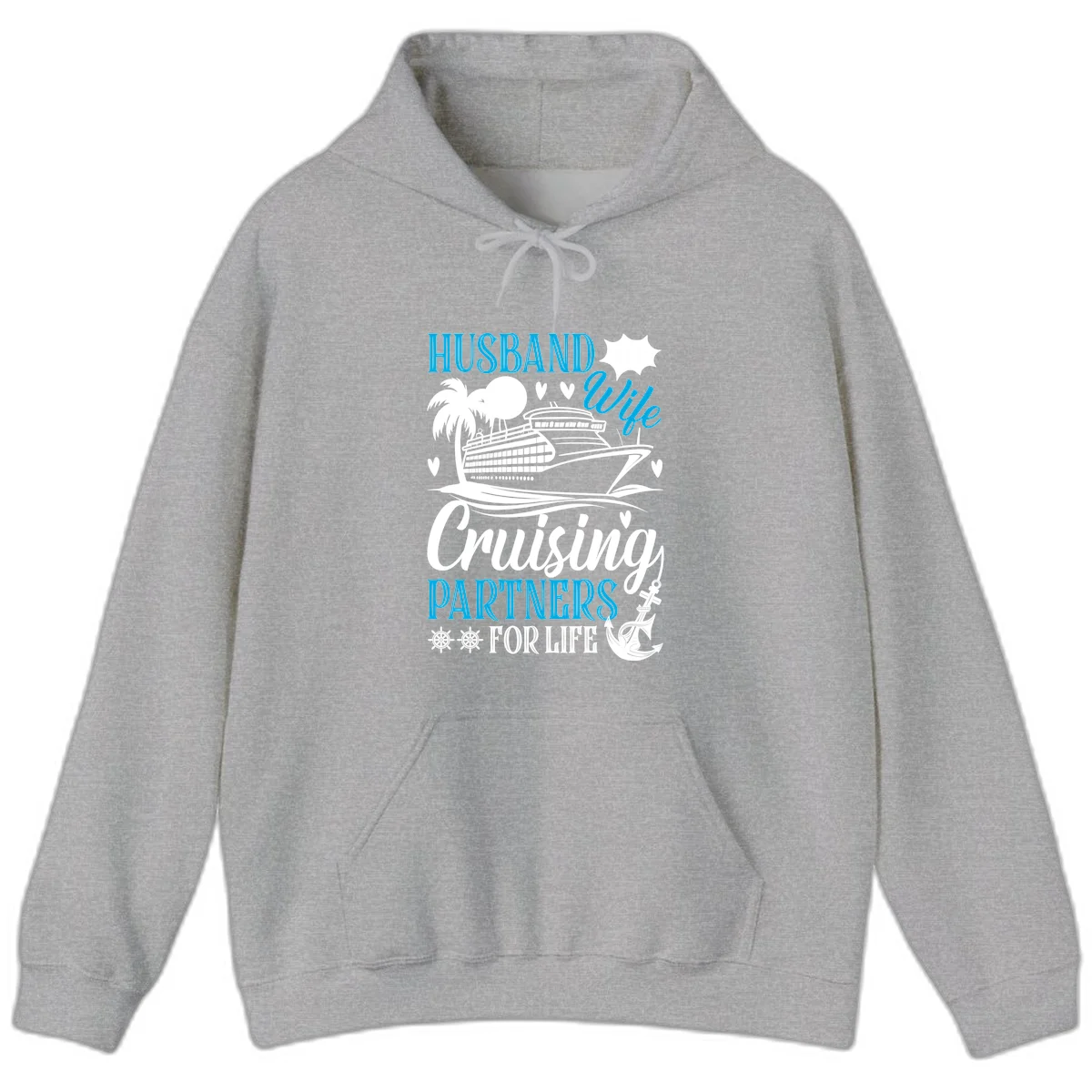 Husband Cruising Partners For Life Hoodie in Sport Grey
