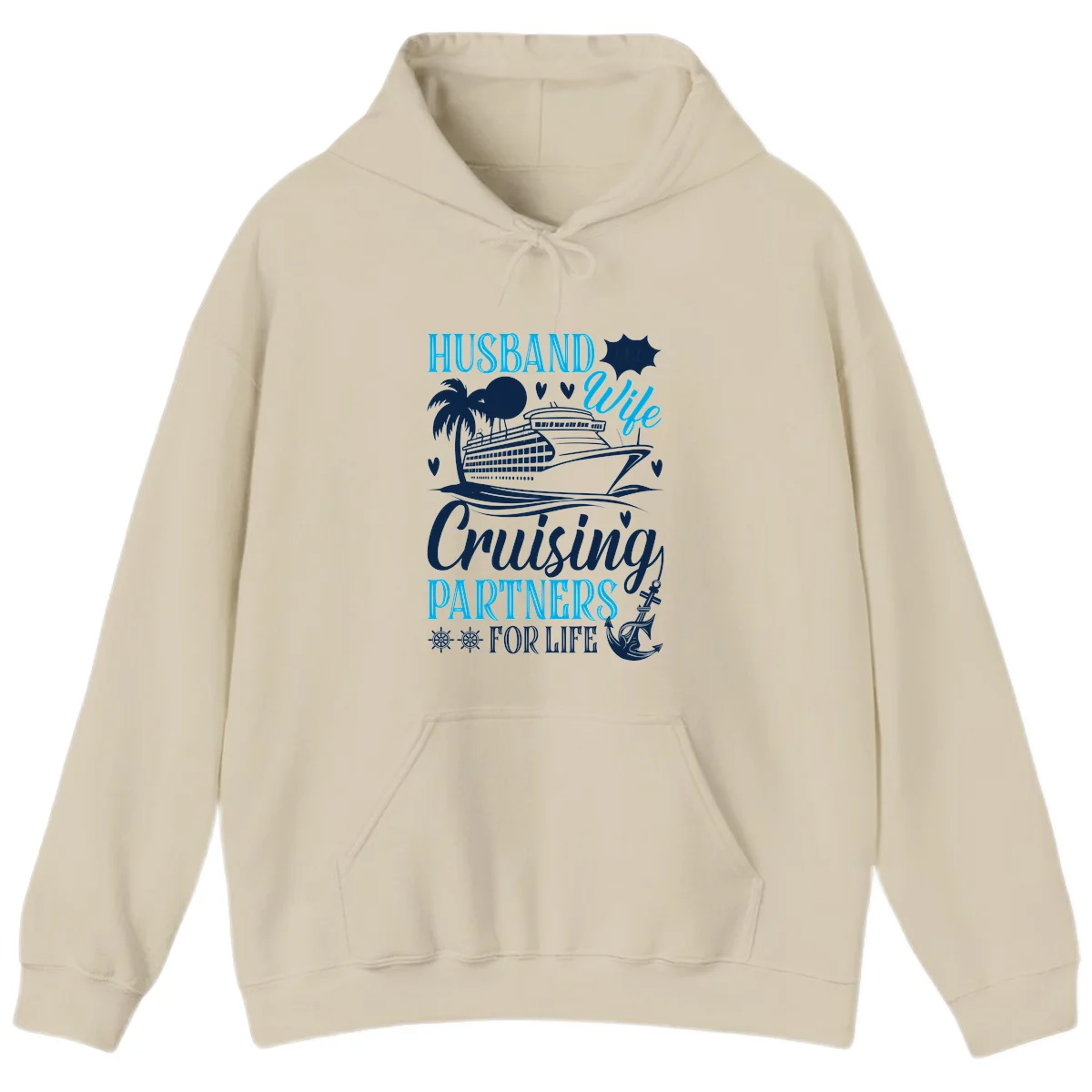 Husband Cruising Partners For Life Hoodie in Sand