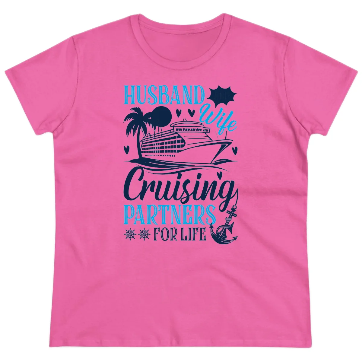 Husband Cruising Partners For Life Ladies Tee in Azalea