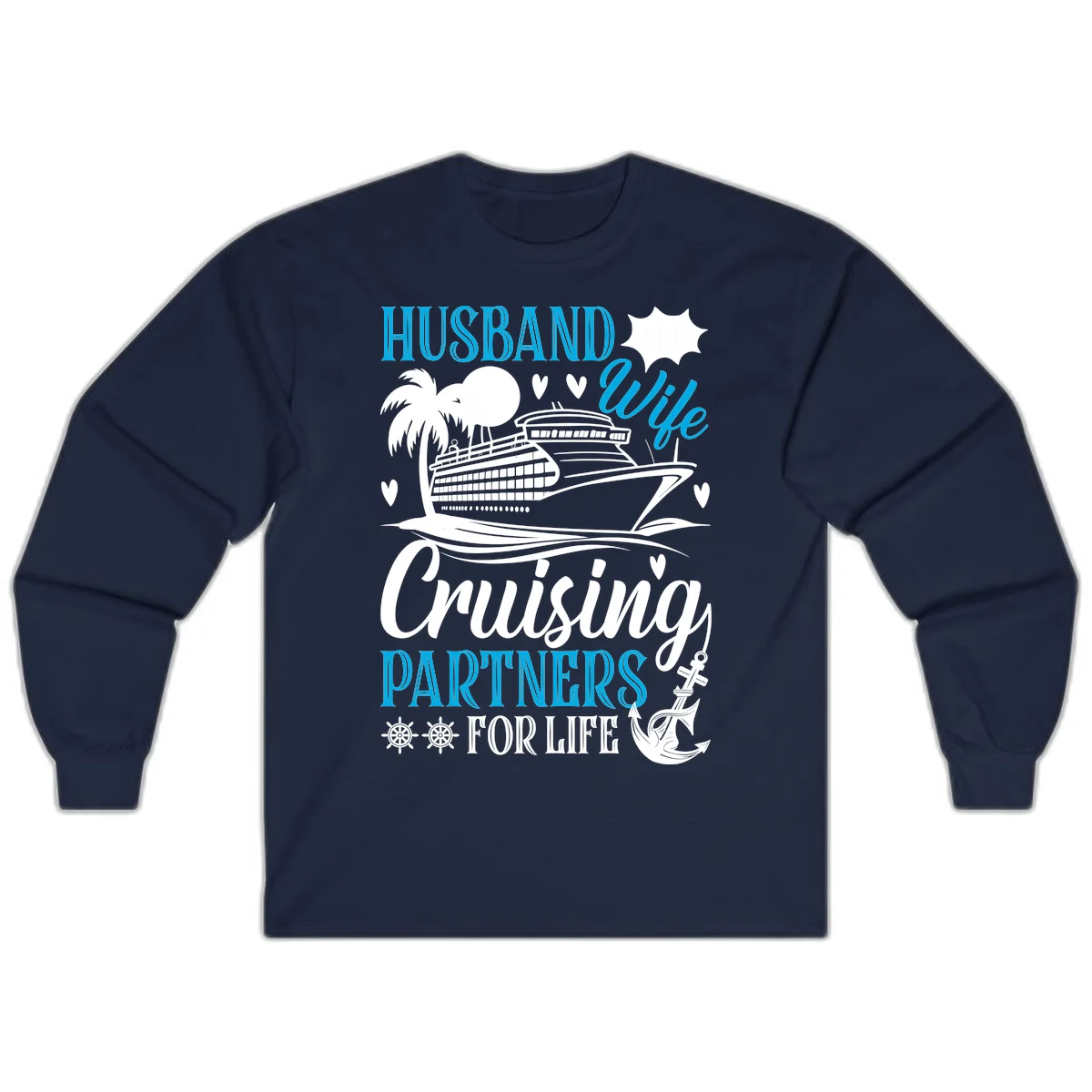 Husband Cruising Partners For Life Long Sleeve in Navy