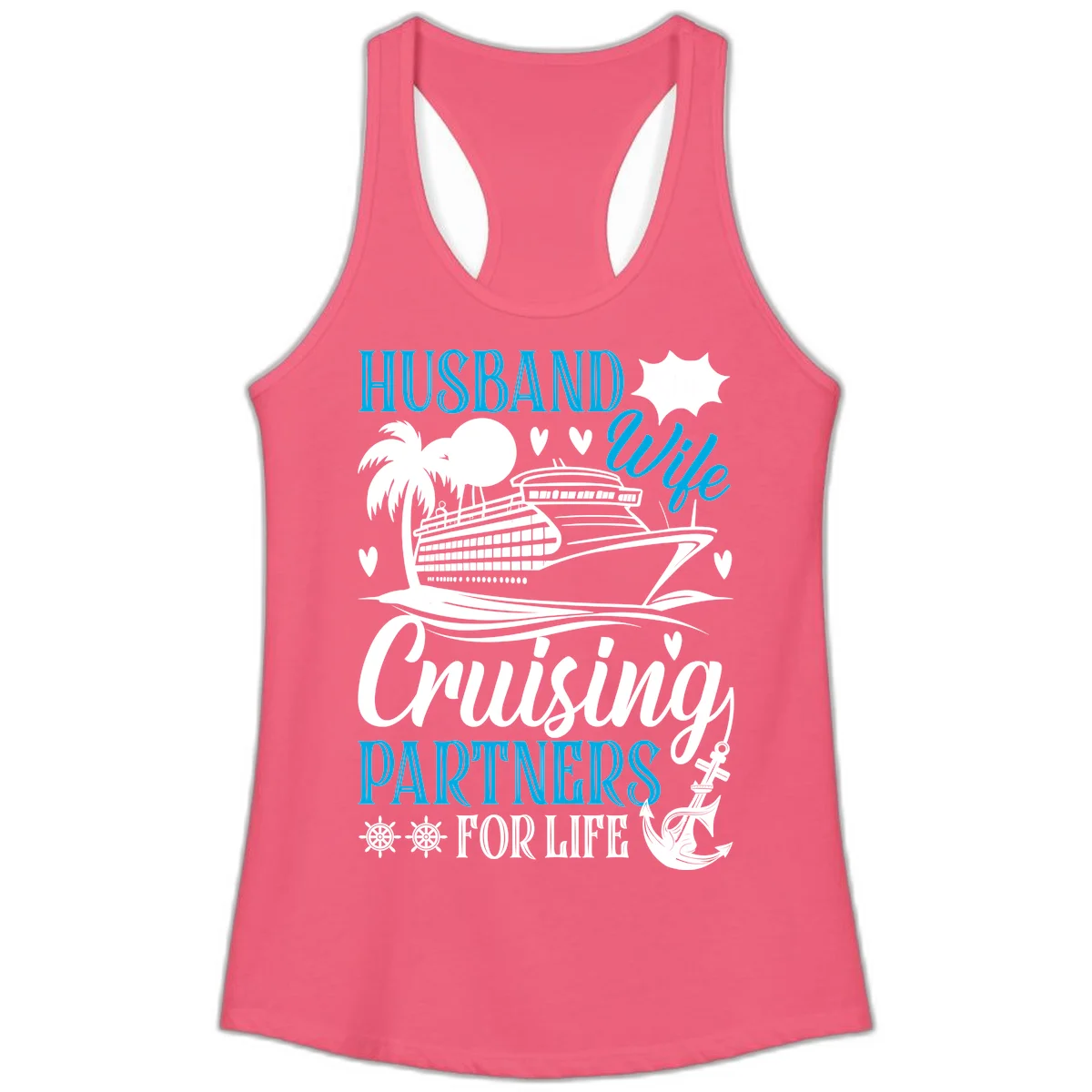 Husband Cruising Partners For Life Ladies Tank in Hot Pink