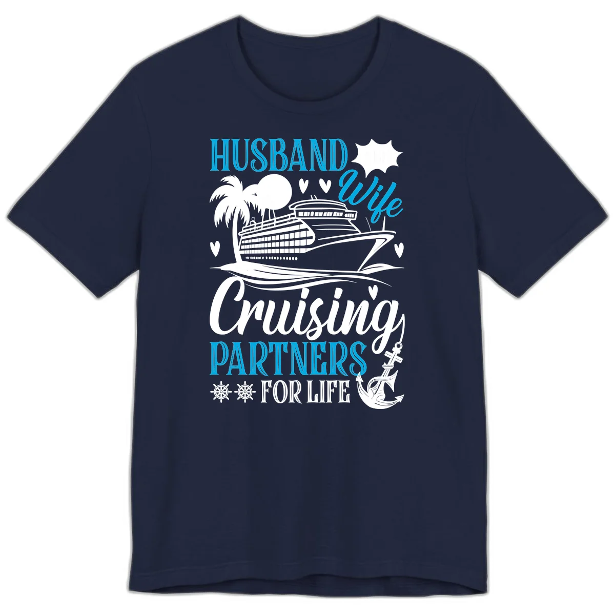 Husband Cruising Partners For Life Premium T-Shirt in Navy