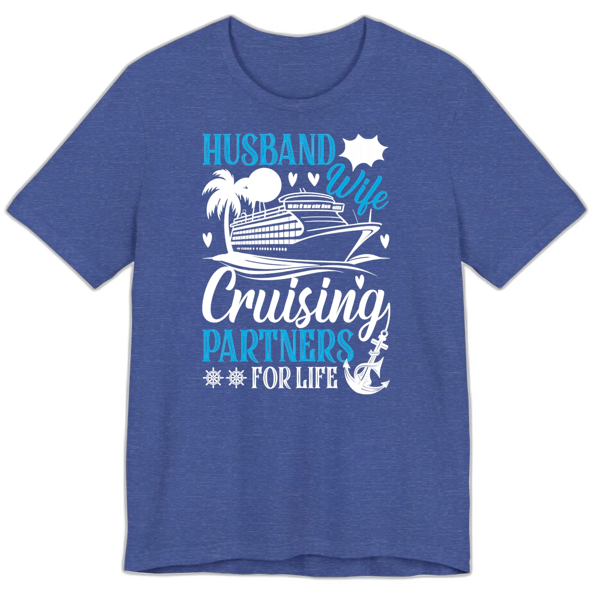Husband Cruising Partners For Life Premium T-Shirt in Heather True Royal