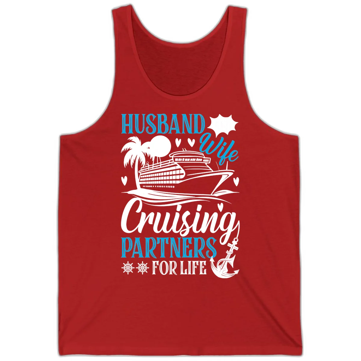 Husband Cruising Partners For Life Tank in Red