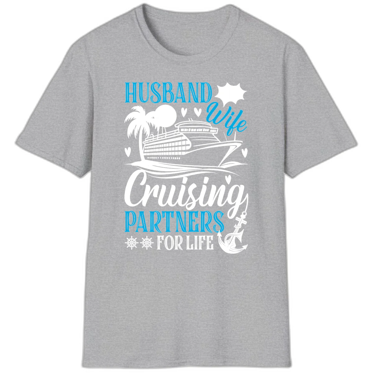 Husband Cruising Partners For Life T-Shirt in Sport Grey
