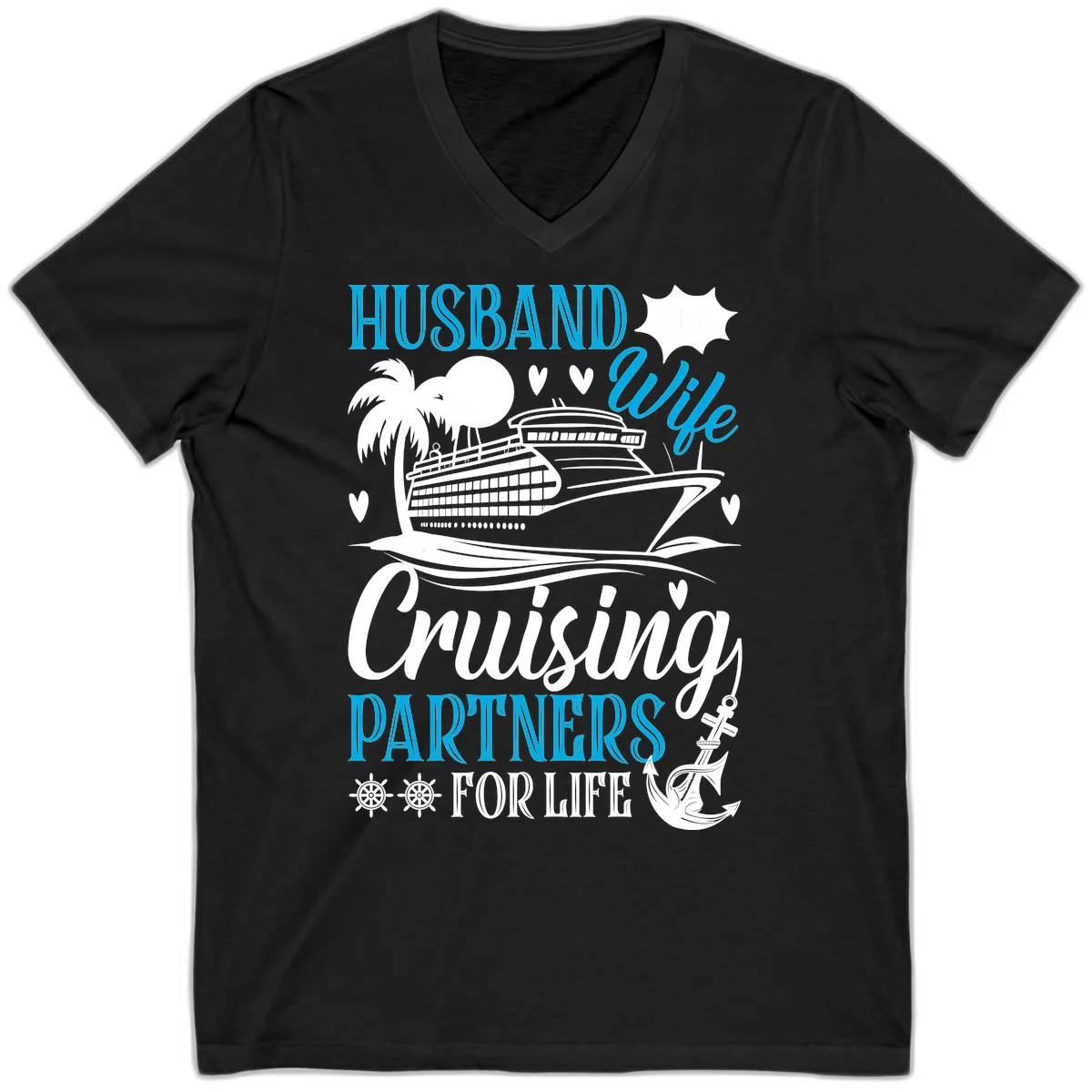 Husband Cruising Partners For Life V-Neck in Black