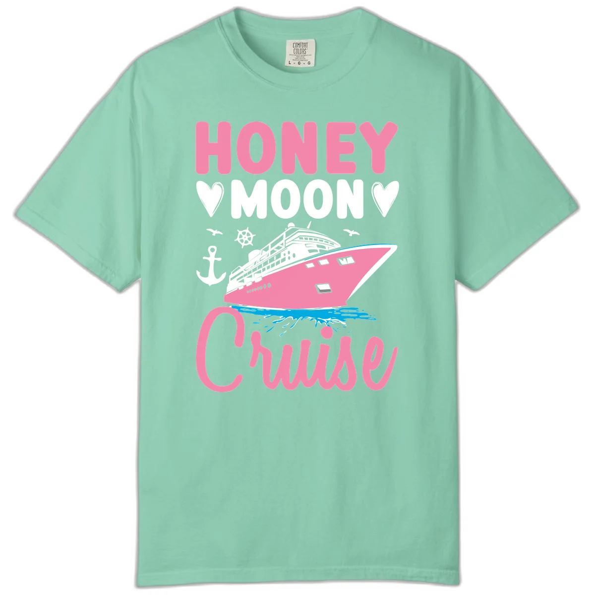 Honeymoon Cruise Club Comfort Color Tee for Your Voyage in Island Reef