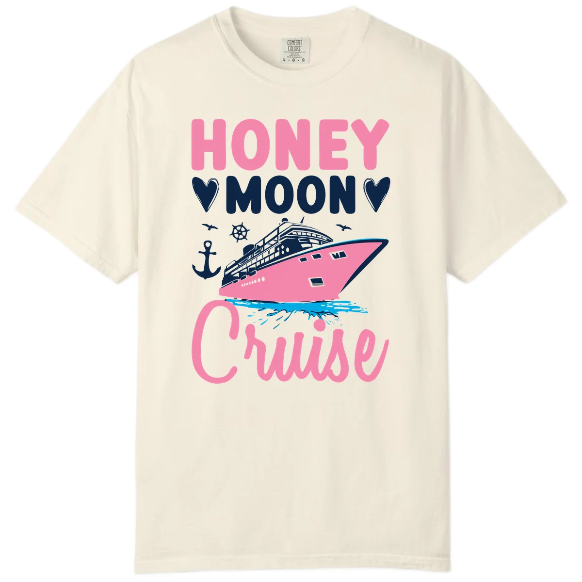 Honeymoon Cruise Club Comfort Color Tee for Your Voyage in Ivory