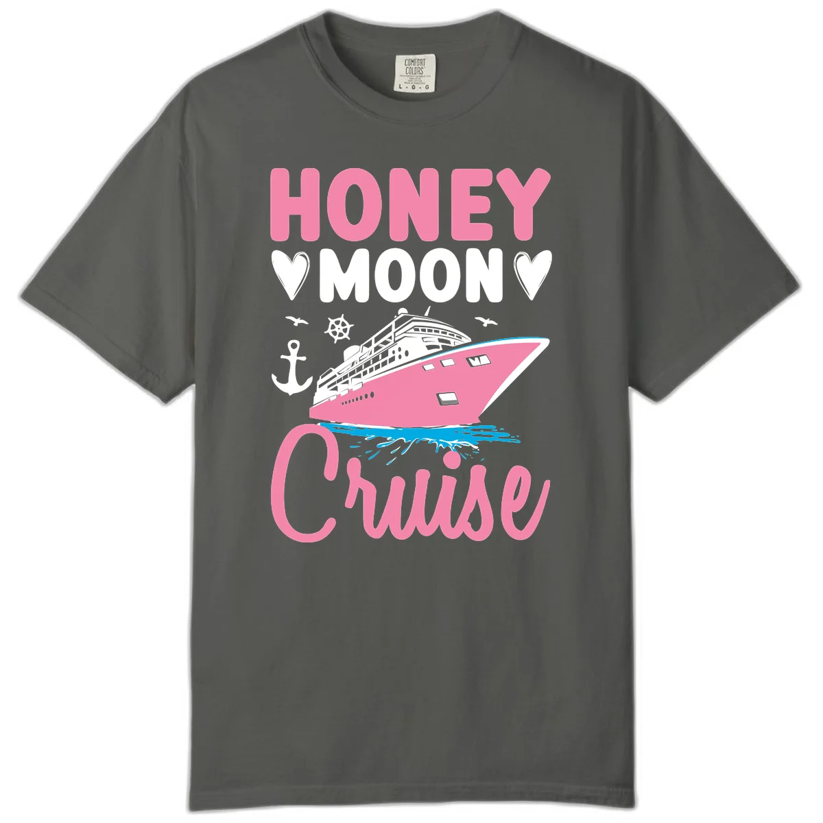 Honeymoon Cruise Club Comfort Color Tee for Your Voyage in Pepper