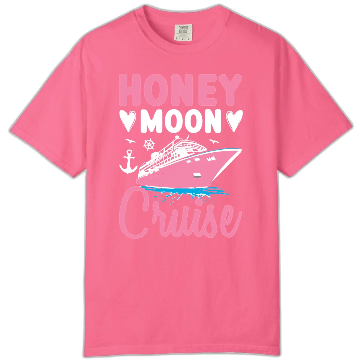 Honeymoon Cruise Club Comfort Color Tee for Your Voyage in Crunchberry