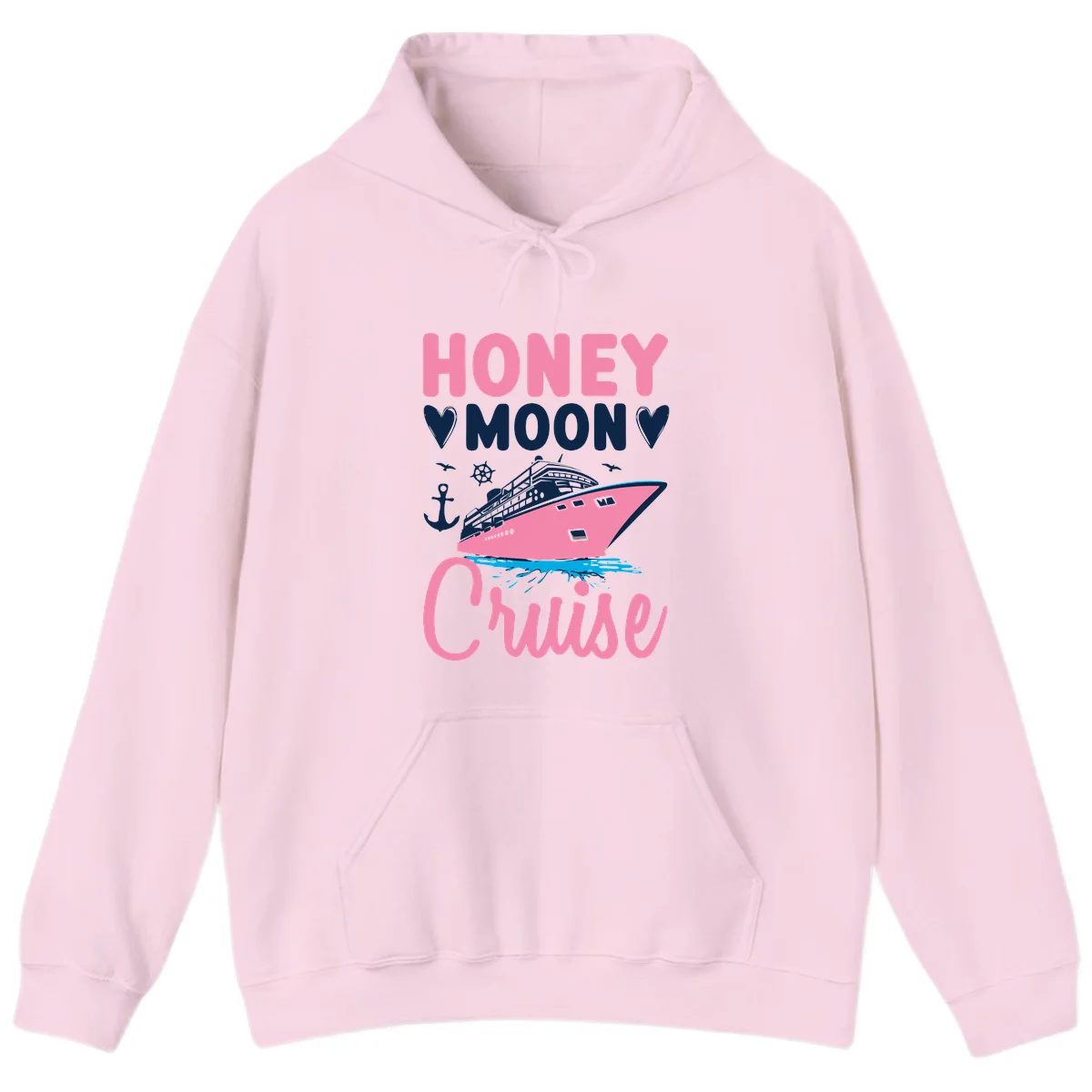 Honeymoon Cruise Club Hoodie for Romantic Getaways in Light Pink