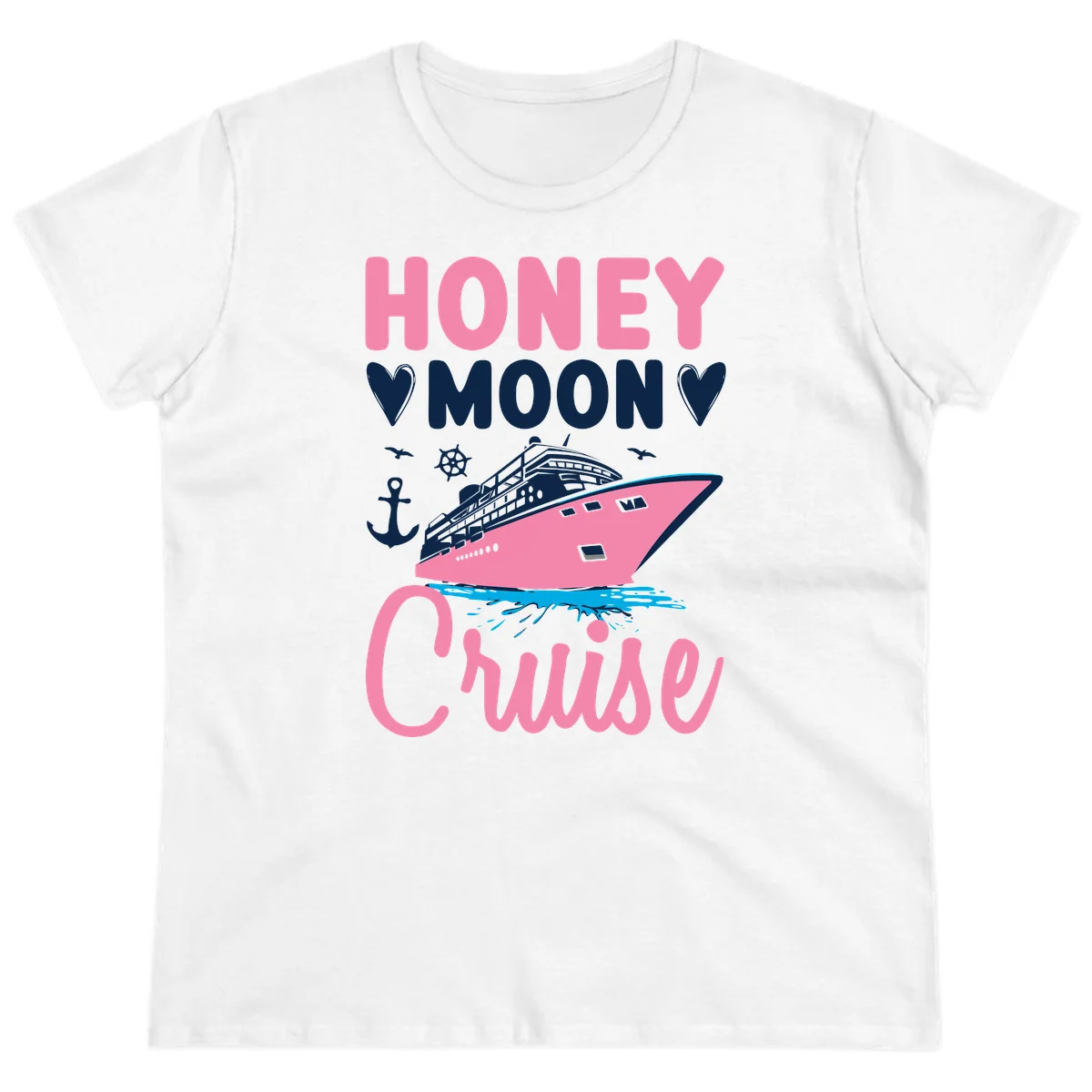 Honeymoon Cruise Club Ladies Tee for the Bride in White